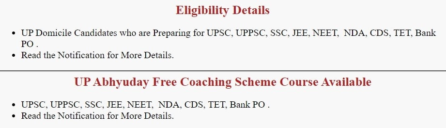 UP Abhyuday Free Coaching Scheme Online Form 2021