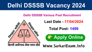 Delhi DSSSB Various Post Online Form 2024