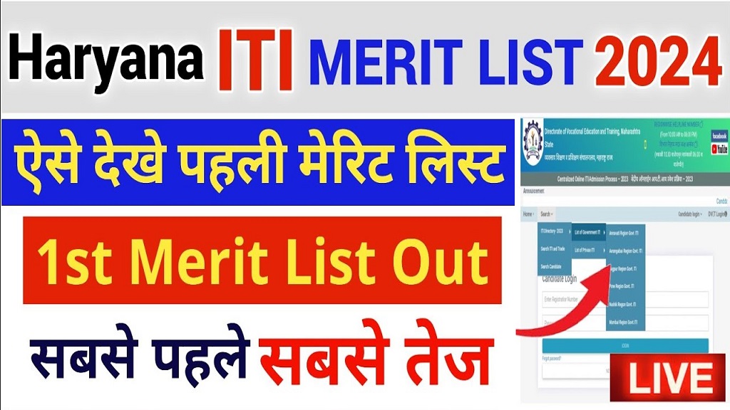 Haryana ITI Admission Sarkari Result 2024, 1st Merit List